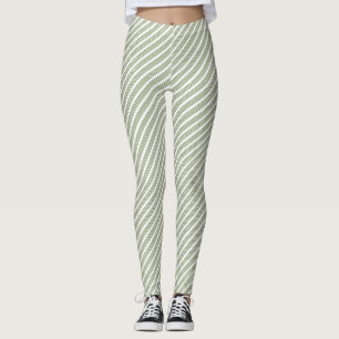 Fünf-Streifen-Muster für Olivgrün und Weiß Leggings