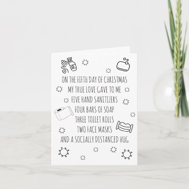 Fünf Tage Covid Weihnachtsfest Feiertagskarte (Vorderseite)
