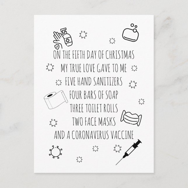 Fünf Tage Covid Weihnachtsfest Feiertagspostkarte (Vorderseite)