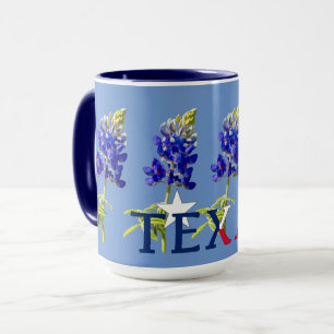 Fünf Texas Bluebonnet-Blume zur blauen Tasse