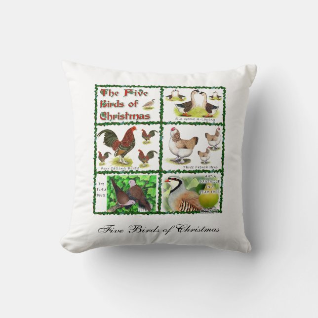 Fünf Vögel zu Weihnachten Kissen (Vorderseite)