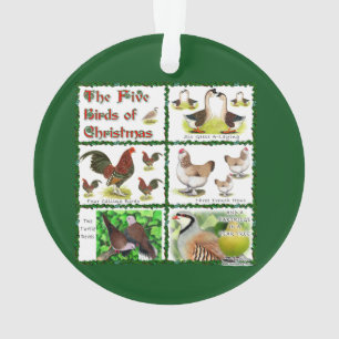 Fünf Vögel zu Weihnachten Ornament