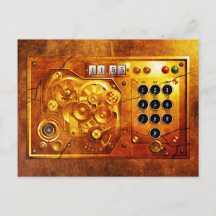 Fünf vor zwölf Steampunk-Uhr Grunge Postkarte