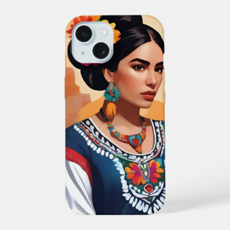 Funfa para iPhone 15 motivo mujer mexicana iPhone 15 Hülle