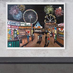 Funfair bei der Nachtmalerei von Alfred Fox Leinwanddruck