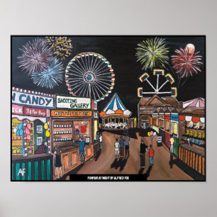 Funfair bei der Nachtmalerei von Alfred Fox Poster