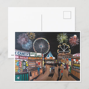 Funfair bei der Nachtmalerei von Alfred Fox Postkarte