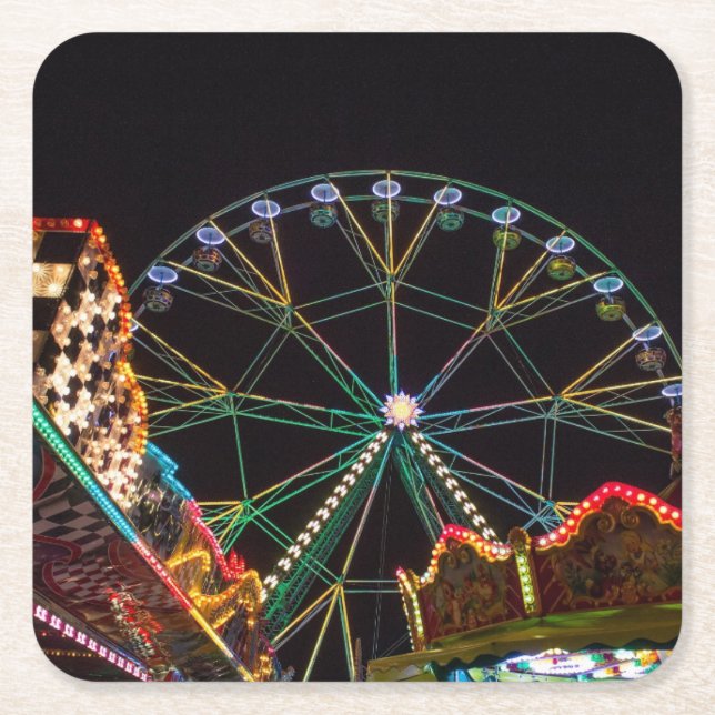 Funfair Ferris Wheel at Night Rechteckiger Pappuntersetzer (Vorderseite)