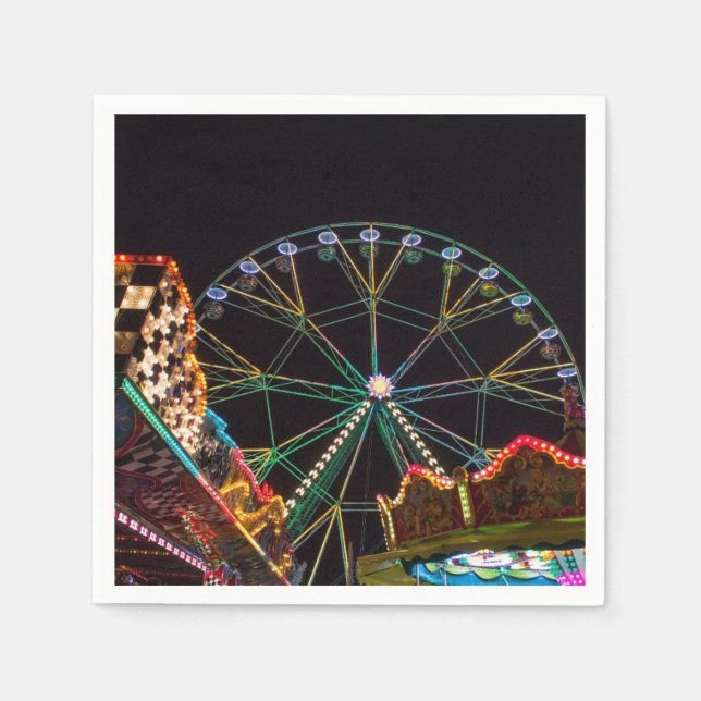 Funfair Riesenrad bei Nacht Serviette (Vorderseite)