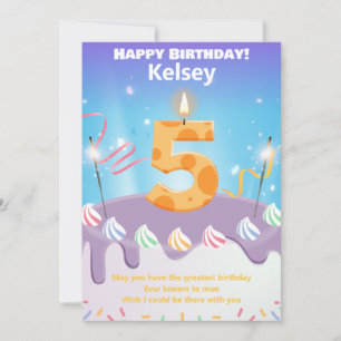 Fünfjährige Happy Birthday Card personalisiert