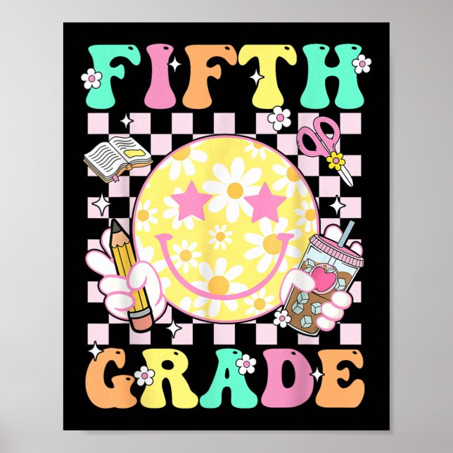 Fünfte 5. Klasse Lehrer Kinder Preppy First Day Poster (Vorne)