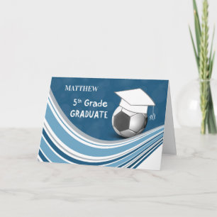Fünfte Grade Personalize Name Number Blue Graduate Karte