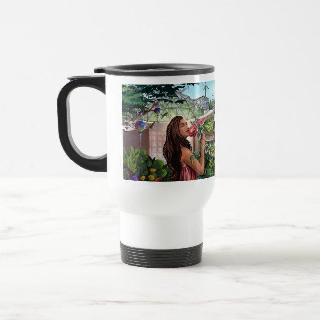 Fünfte heilige Blumen-Mädchen-Tasse Reisebecher (Links)