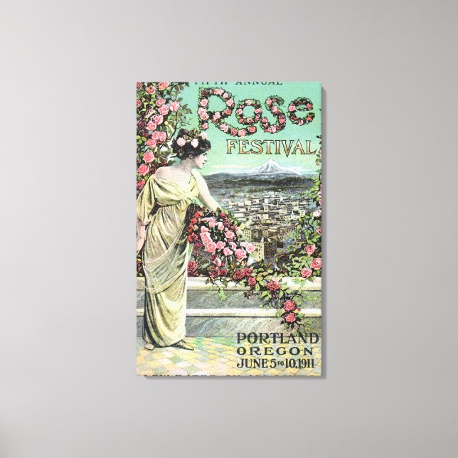 Fünfte jährliche Rose Festival Werbung Leinwanddruck (Vorderseite)