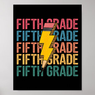 Fünfte Klasse Blitz-Bleistift Retro-Lehrer Bo Poster