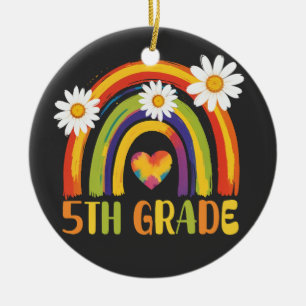 Fünfte Klasse Regenbogen Zurück zur Schule 5. Klas Keramik Ornament
