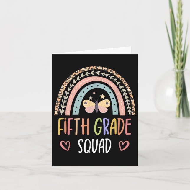 Fünfte Klasse Squad Boho Rainbow Back to School Te Karte (Vorderseite)