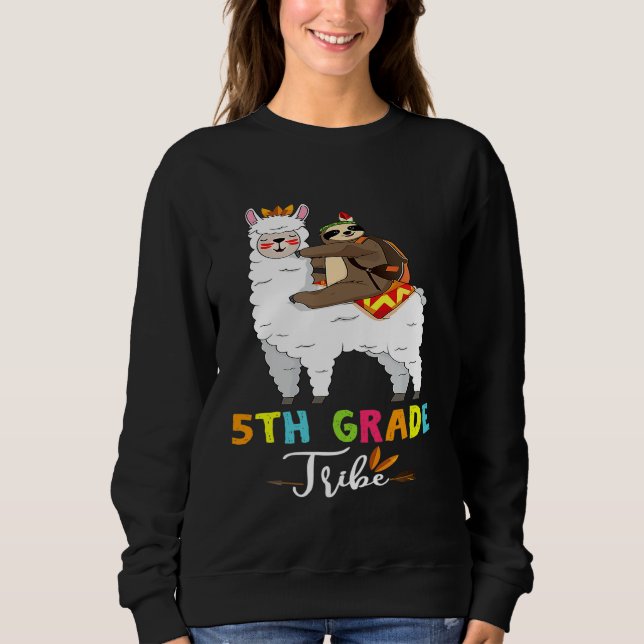 Fünfte Klasse Stamm-Schlittenfahrt Lama zurück nac Sweatshirt (Vorderseite)