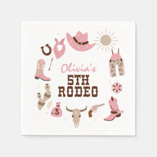 Fünfte Rodeo Pink Western Cowboy 5. Geburtstag Serviette