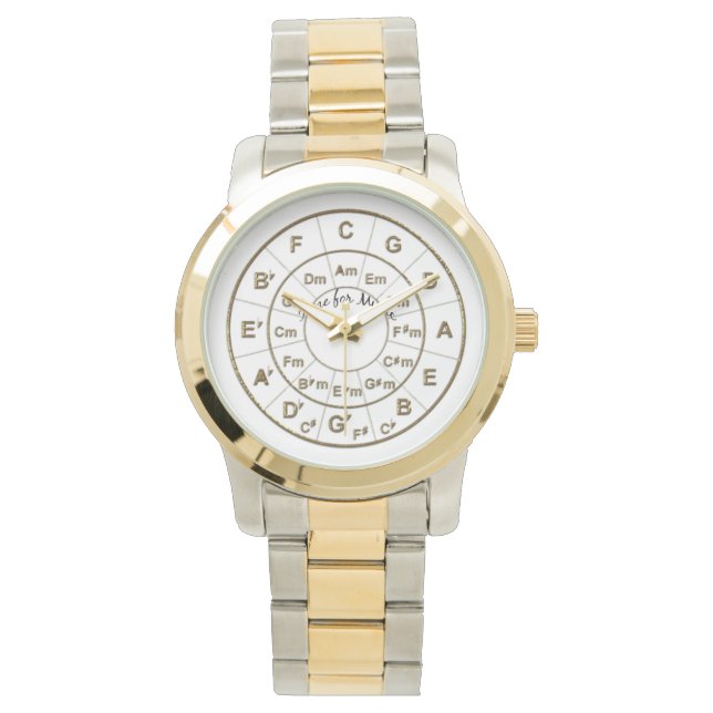 Fünfte Zeit für Gold-Musik Armbanduhr (Vorderseite)