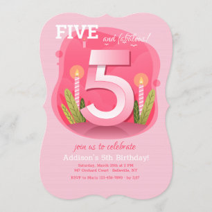 Fünfter Geburtstag in Rosa Einladung