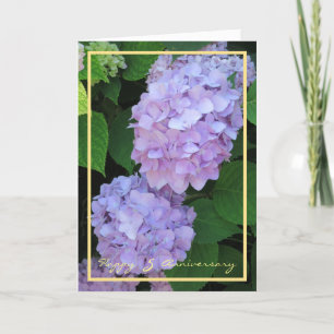 Fünfter Hochzeitstag wünscht Lila Hydrangeas Karte
