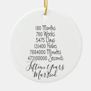 Fünfzehnjähriges Jubiläum 15 Ehejahre Hochzeit Keramik Ornament