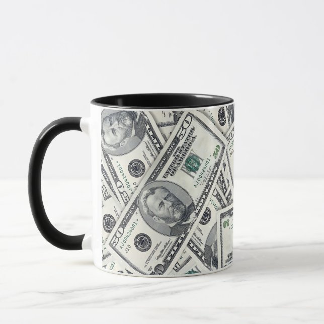 Fünfzig-Dollar-Schein-Geldmuster Tasse (Links)
