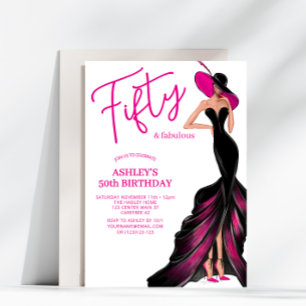 Fünfzig Fabelhafte Rosa Kleid 50. Geburtstag Einladung