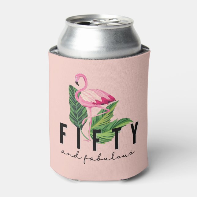 Fünfzig Fabulous Pink Flamingo 50. Geburtstag Dosenkühler (Kanne Vorderseite)