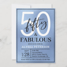 Fünfzig & Fantastisch Dusty Blue Script 50. Geburt