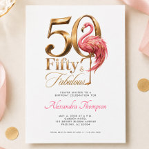 Fünfzig & Fantastisch Rosa Flamingo 50. Geburtstag