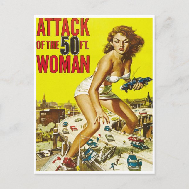 Fünfzig Fuß große Alien-Frauen Postkarte (Vorderseite)