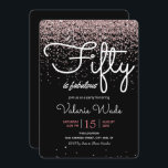 Fünfzig ist Fabulous Pink Geburtstagsparty Einladung<br><div class="desc">Eleganter rosa Glitzer 50 ist eine fabelhafte Geburtstagsfeier. Text,  Schriftart und Hintergrundfarbe können angepasst werden. Erwachsene 50. Geburtstagsparty Einladungen. Imitate Glitzer Elemente.</div>