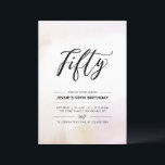 fünfzig | Minimal 50. Geburtstagsparty Wasserfarbe Einladung<br><div class="desc">Feiern Sie Ihren besonderen Tag mit dieser einfachen minimalen 50. Geburtstagsfeier. Dieses Design verfügt über ein stilvolles Schriftzeichen "Fifty" mit einem weichen,  neutralen Aquarellhintergrund. Mehr Geburtstagseinladungen für Erwachsene und Party-Zubehör sind in meinem Shop BaraBomDesign erhältlich.</div>
