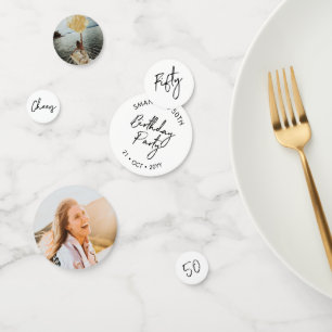 fünfzig Schwarz & Weiß Modernes 50. Geburtstags- Konfetti