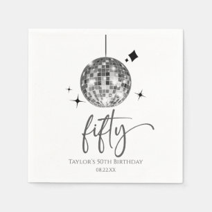 Fünfzig Silberner Disco Ball 50. Geburtstagsfeier Serviette