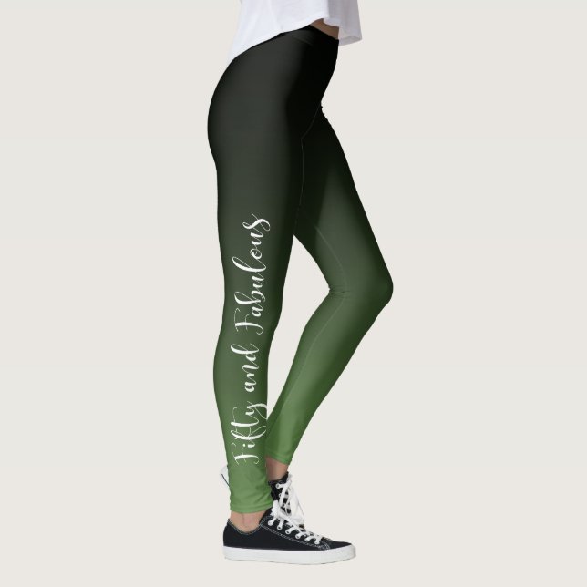 Fünfzig u. fabelhaftes auf Moosgrün u. Schwarzem Leggings (Rechts)