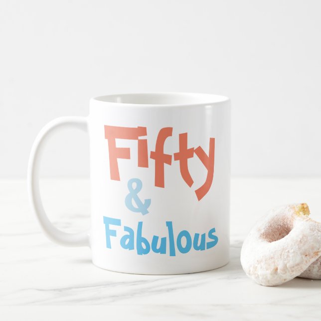Fünfzig und fabelhafte Geburtstags-Tasse Kaffeetasse (Mit Donut)