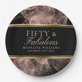 Fünfzig und Fabelname Black Gold Dusty Rose Black Pappteller