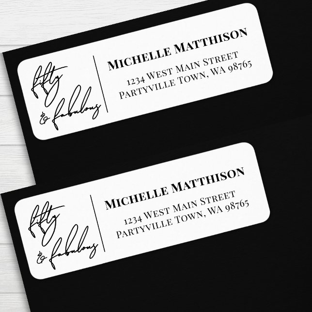 Fünfzig Und Fantastisch 50. Geburtstags-Rücksendea (Fifty And Fabulous 50th Birthday Return Address label )