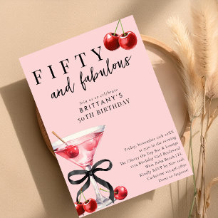Fünfzig und Fantastisch Cherry Martini 50. Geburts Einladung