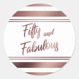 Fünfzig und Fantastisch Faux-Roségold-Schrift auf  Runder Aufkleber