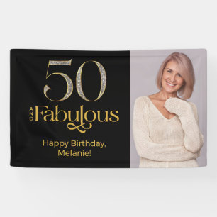 Fünfzig und Fantastisch Gold Schwarz 50. Geburtsta Banner