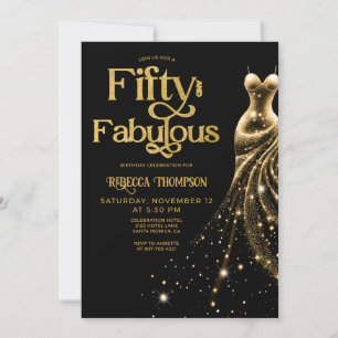 Fünfzig und Fantastisch Goldenes Kleid Schwarz 50. Einladung