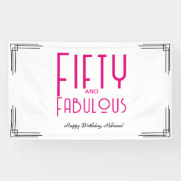 Fünfzig und Fantastisch Hot Pink Art Deco 50. Gebu Banner