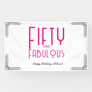 Fünfzig und Fantastisch Hot Pink Art Deco 50. Gebu Banner