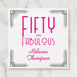 Fünfzig und Fantastisch Hot Pink Art Deco 50. Gebu Geschenkanhänger