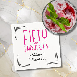 Fünfzig und Fantastisch Hot Pink Art Deco 50. Gebu Serviette