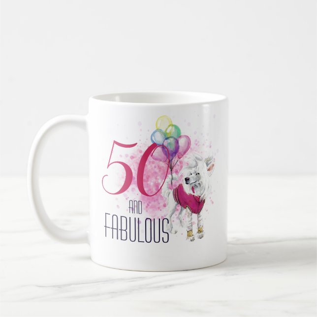 Fünfzig und Fantastisch Hund mit Ballons Kaffeetasse (Links)